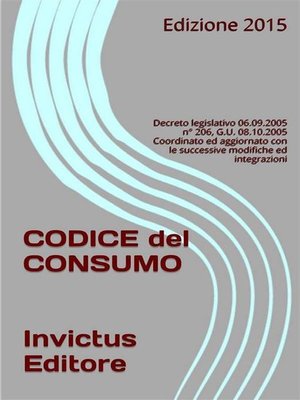 cover image of Codice del consumo